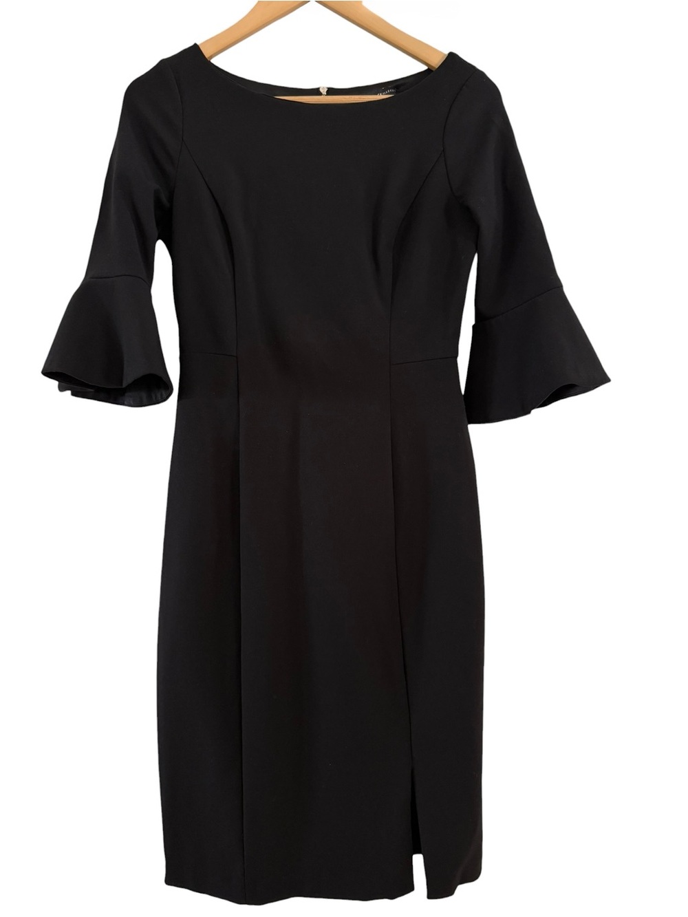 White House Black Market Shift Dress Bell Sleeves Gold Zipper Women’s Size 2